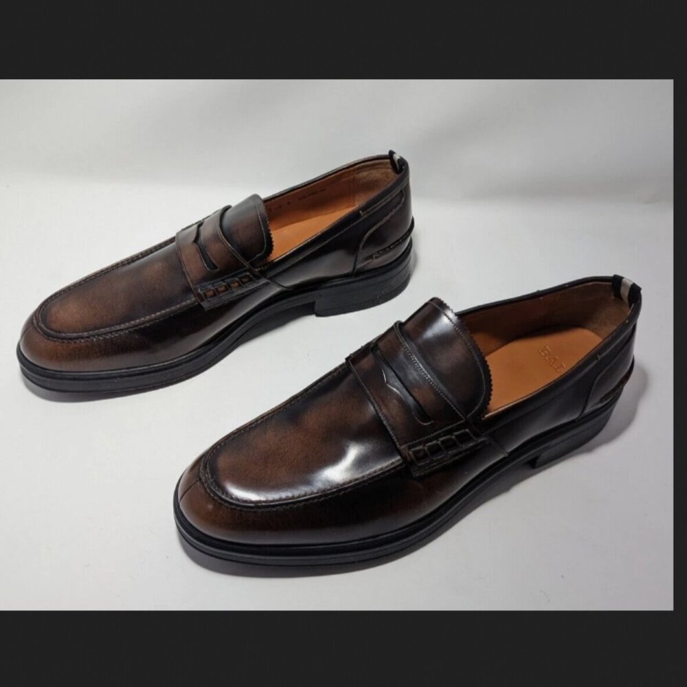 Bally Mody/04 Brown Honey Brushed Leather Penny Loafers US12/EU11/FR45